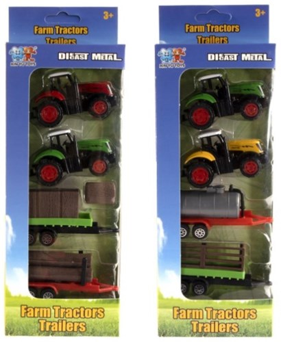 Kidsfun Tractorset die-cast4/5-delig 2 ass.4400