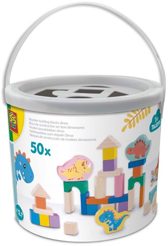 SES Houten Bouwblokken Dino's, 50st.