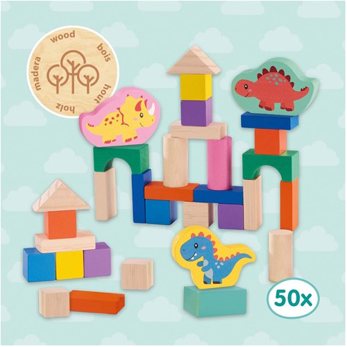 SES Houten Bouwblokken Dino's, 50st.-3
