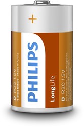 Piles D Longlife zinc carbone pour jouets et appareils 2 pièces