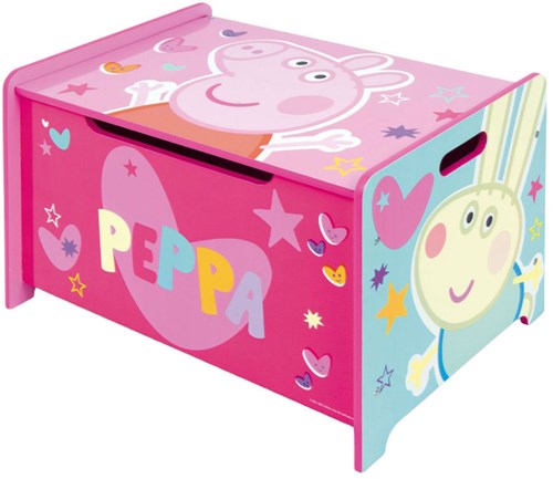 Lobbes Holz Spielzeugkiste Peppa Pig rosa Kinderbank Aufbewahrungsbox-2