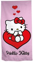 Lobbes Hello Kitty Strandtuch Herz 70x140 cm - Kinder Badetuch
