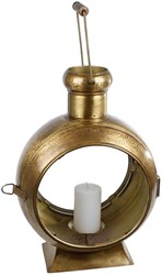 Lantaarn Berend antiek goud glas/metaal 33x23x46cm