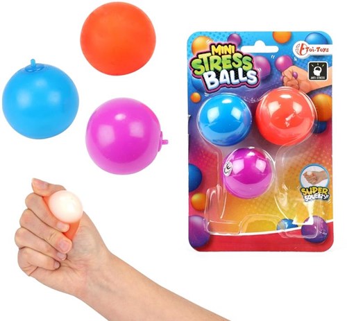 Toi-Toys Mini Stressbälle Set - 3 Stück - Silikon Spielzeug