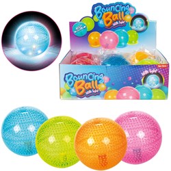 Toi-Toys balle rebondissante néon avec lumière - Balle jouet 10cm