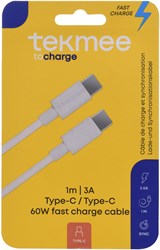 Tekmee oplaadkabel Fast Charge USB-C / USB-C 1M