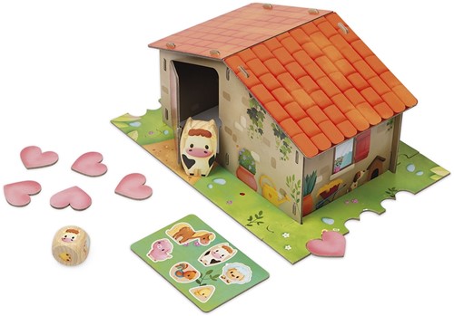 Janod J02641 Fun Farm-Gesellschaftsspiel für Kinder-Pappe und Massivholz, FSC-Zertifiziert-Ab 2 Jahren