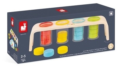 Janod - Essentiel - Sortieren der Farben - Lernspiel aus Holz Babys und Kleinkinder - Erlernen von Farben und Feinmotorik - Farbe auf Wasserbasis - Ab 2 Jahren, J05066