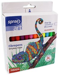 24 Viltstiften 24 kleuren, dunne punt 2,3 mm, 14,3 cm.