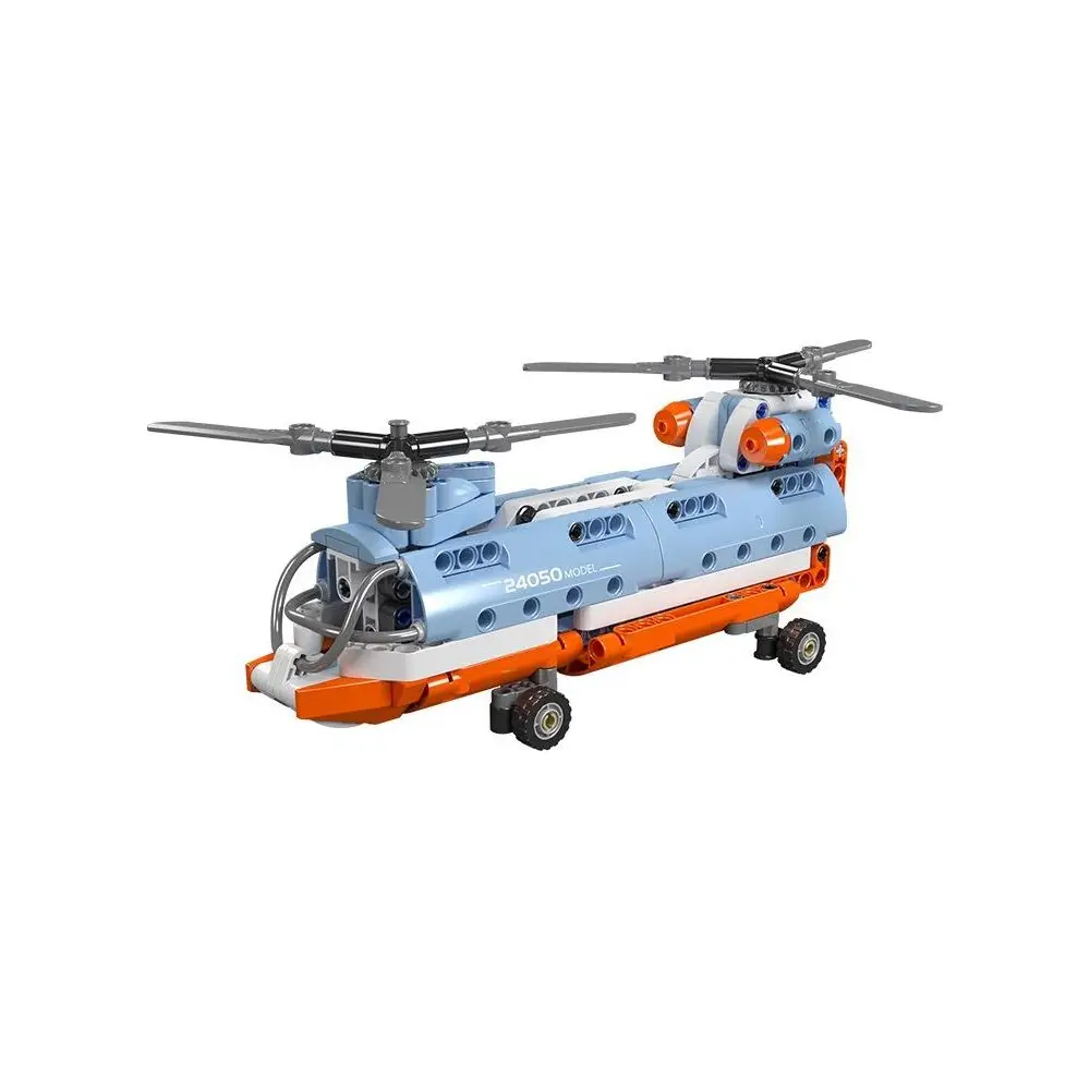 Vedes set de construction hélicoptère tandem 270 pièces orange-bleu