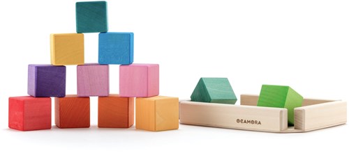 Ocamora cubes jouet en bois éducatif multicolore dès 3 ans