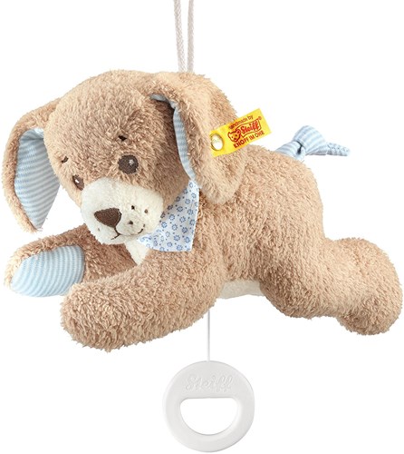 Steiff Musik-Kuscheltier Gute Nacht Hund Plüsch Spieluhr blau 22 cm