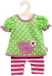 Heless 1965 - Bekleidungs-Set für Puppen im Design Faultier Flauschi, 2 teiliger Pyjama mit Shirt und Stoffhose, Größe 28 - 35 cm
