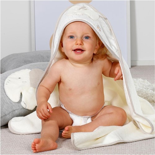 Fehn 071283 Kapuzenbadetuch Sleeping Forest – Bade-Poncho aus Baumwolle mit süßem Fuchs für Babys und Kleinkinder ab 0+ Monaten – Maße: 80 x 80 cm-2