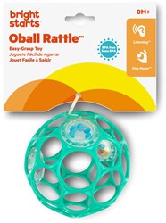 Bright Starts, Oball Rattle, Türkis - Flexibles und leicht Greifbares Design, für Kinder jeden Alters