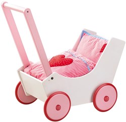 Haba Puppenwagen Holz Herzen verstellbarer Griff rosa