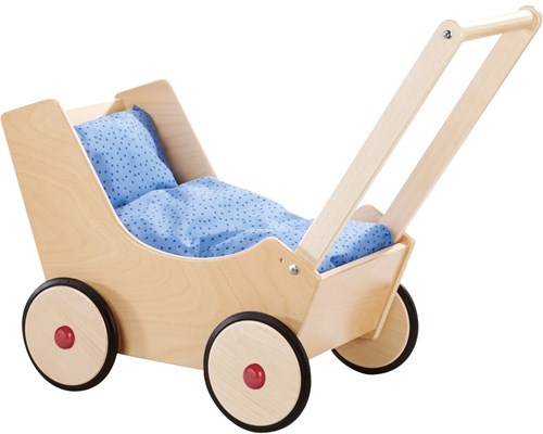 Haba Puppenwagen Holz - natur verstellbarer Schiebegriff langlebig