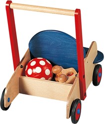 Haba Lauflernwagen Holz Schiebewagen rot blau für Kleinkinder
