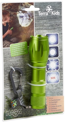Haba lampe de poche Terra Kids LED aluminium vert - lampe extérieure enfant