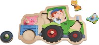 Haba puzzle à encastrer en bois balade folle en tracteur animaux 6 pièces