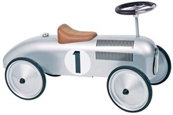 Goki voiture porteur rétro argent - véhicule à chevaucher en métal pour enfants