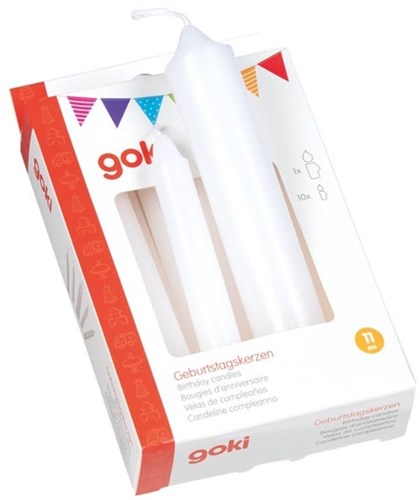 Goki bougies d'anniversaire blanches - set de 11 bougies pour train d'anniversaire