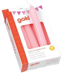 Goki bougies d'anniversaire roses - lot de 10 pour train d'anniversaire