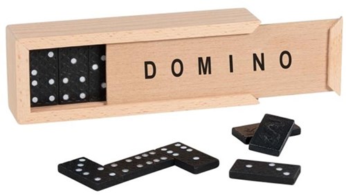 Goki Domino Spiel Holzkasten 28 Steine klassisches Spielzeug