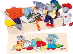 Goki Puppenhaus Mäuse Holzspielzeug mit Kleidung und Zubehör