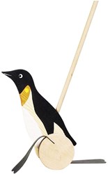 Goki jouet à pousser en bois pingouin - jouet marcheur pour tout-petits