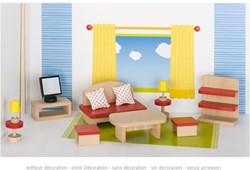 Goki salon maison de poupée ensemble meubles en bois accessoires
