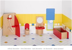 Goki Puppenhaus Badezimmer Holz Zubehör Set für Puppenhaus