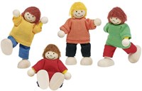Goki Puppenhaus Holz Kinder Set - Biegepuppen 4 Stück