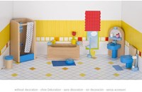 Goki salle de bain maison de poupée set meubles bois 17 pièces accessoires