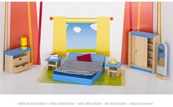 Goki Puppenhaus Schlafzimmer Holz Möbelset Zubehör 14-teilig