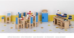Goki Puppenhaus Küche Holz Möbelset Zubehör 30-teilig