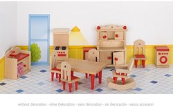Goki cuisine maison de poupée ensemble meubles bois complet rouge