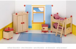 Goki meubles de poupées chambre d'enfants ensemble en bois rouge