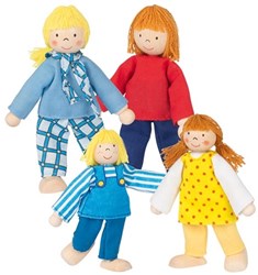 Goki famille maison de poupée poupées articulées bois jeune famille jouet