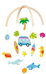 Goki Holz Mobile Surfer Van - Babyzimmer Dekoration Strand Thema