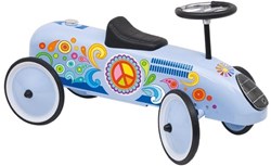 Goki Rutschauto - Retro Blau - Flower Power - Spielzeugfahrzeug
