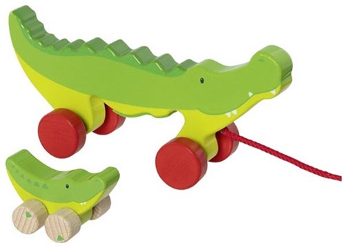 Goki Holz Nachziehtier Krokodil - Spielzeug für Kleinkinder