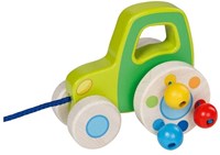 Goki Holz Nachzieh-Traktor - buntes Bauernhof Spielzeug für Kinder