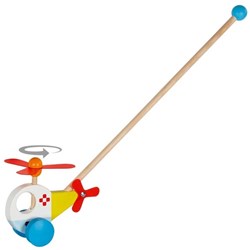 Goki jouet à pousser en bois hélicoptère - jouet d'apprentissage de la marche pour enfants