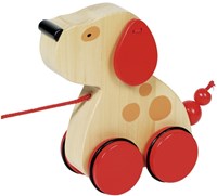 Goki Holz Nachziehtier Hund - pädagogisches Spielzeug für Kleinkinder