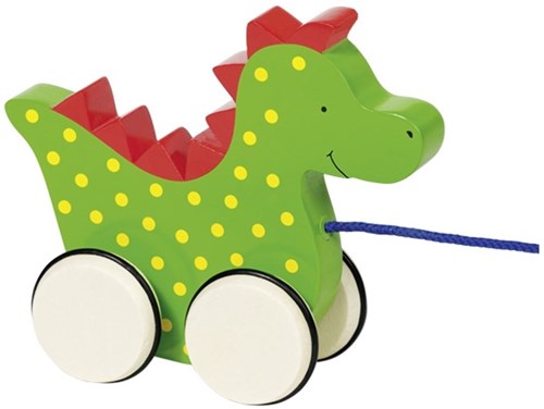 Goki Holz Nachziehtier Drache Saro - Lernspielzeug grün