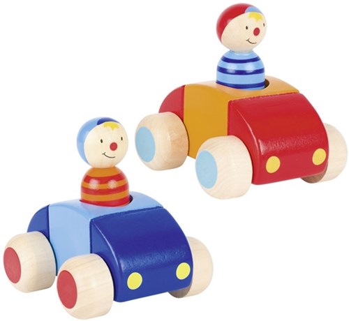 Goki véhicules en bois avec conducteur et klaxon - voiture jouet