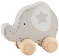 Goki éléphant à pousser en bois - jouet à tirer pour tout-petits