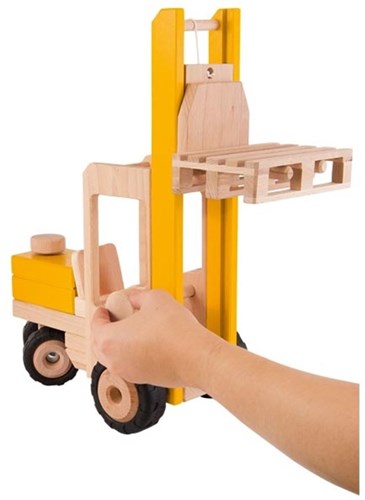 Goki chariot élévateur en bois jouet - véhicule de chantier pour enfants-2