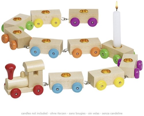 Goki train d'anniversaire en bois jouet décoration 75cm long-2